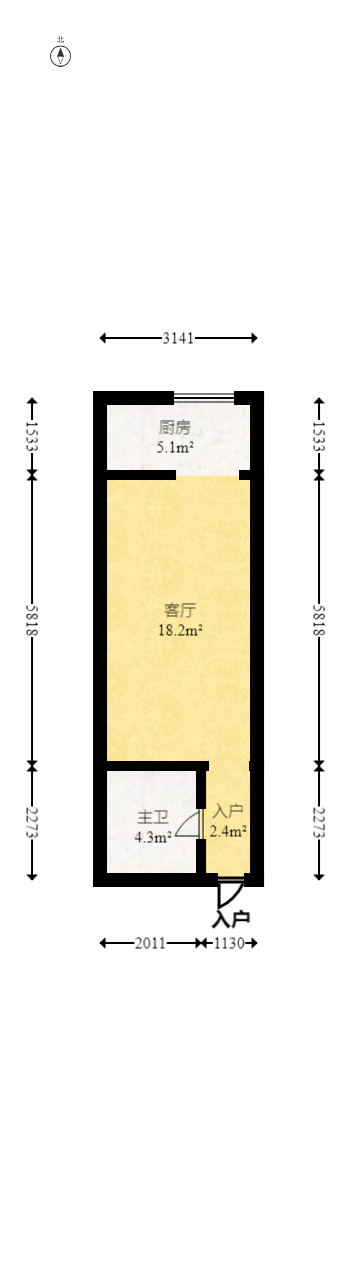 明城公寓 1室1厅1卫 18.0万 明城公寓 1室1厅1卫 18.0万户型图