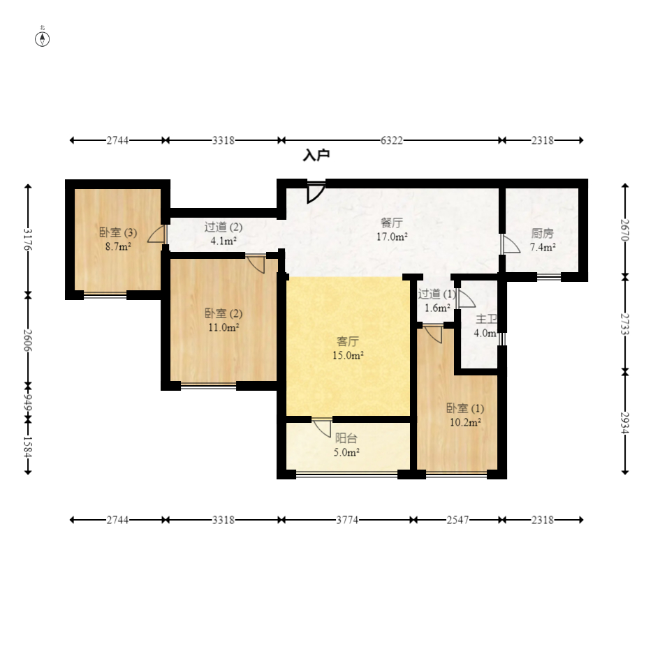 中建嘉和城  3室2厅1卫   82.00万室内图1