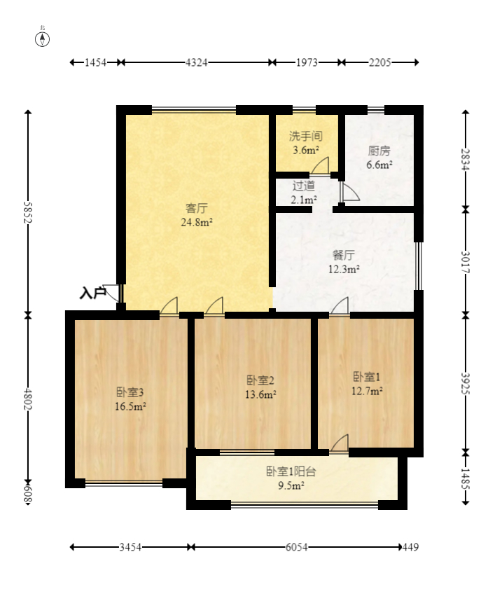 省林勘院  3室2廳1衛(wèi)    98.0萬室內(nèi)圖1
