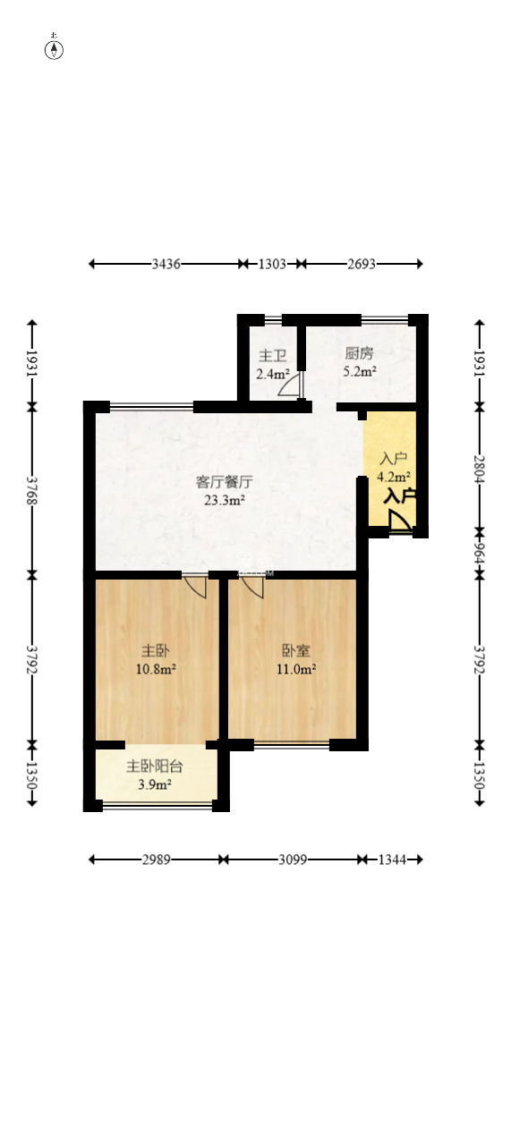 白沙花园  2室2厅1卫   88.00万