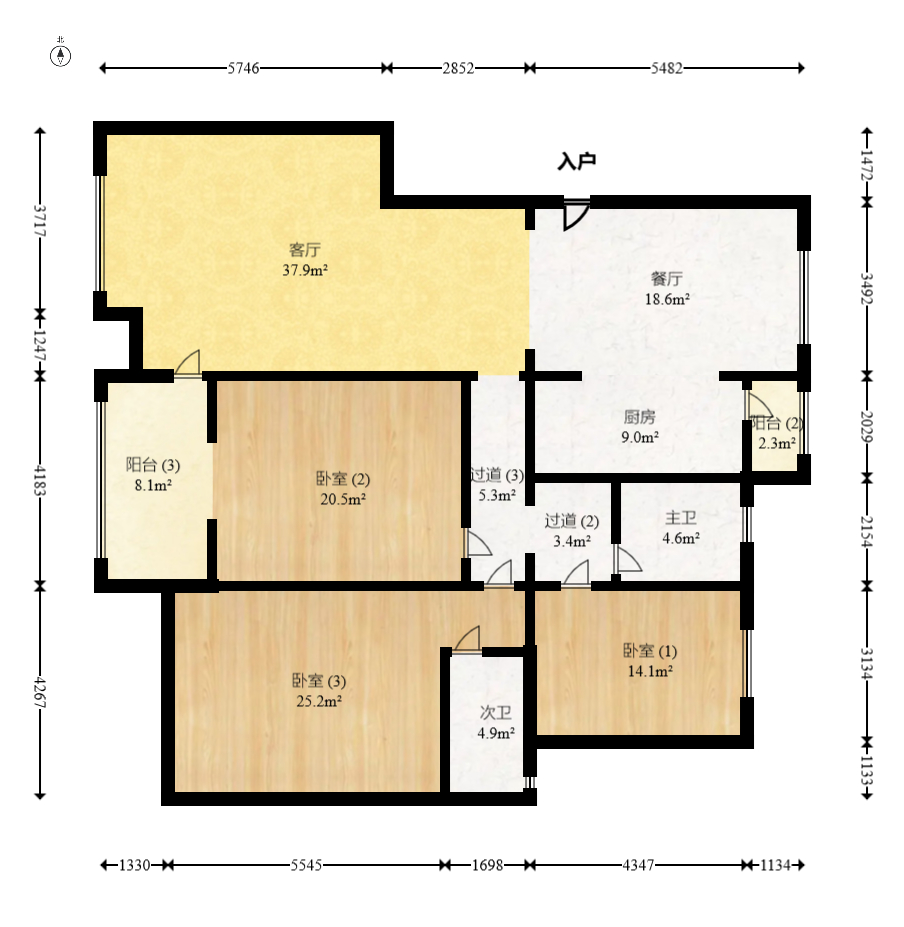 阳光嘉园  3室2厅2卫   131.00万室内图1
