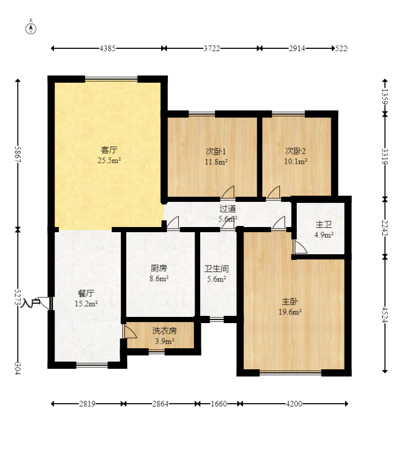 幸福洋房  3室2厅2卫    69.8万室内图1