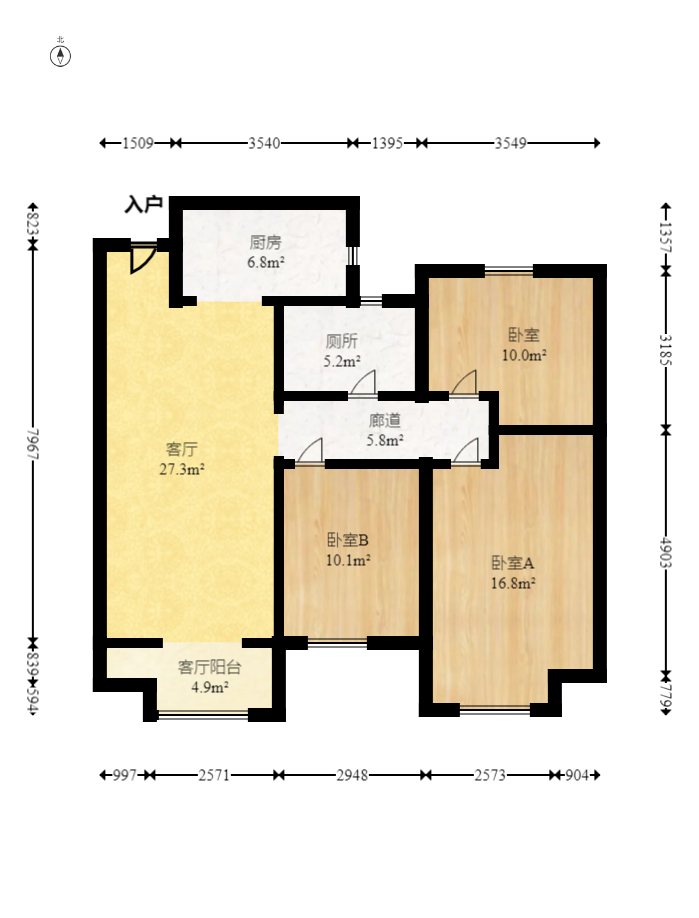 萬(wàn)科白鷺郡  3室2廳1衛(wèi)    145.0萬(wàn)室內(nèi)圖1