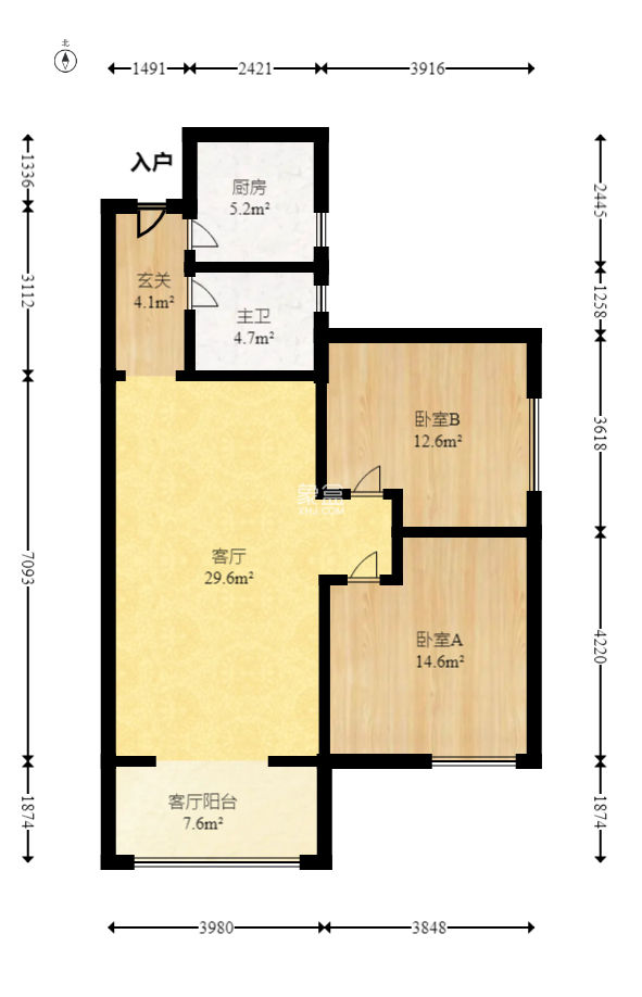 保利花园  2室2厅1卫   88.00万