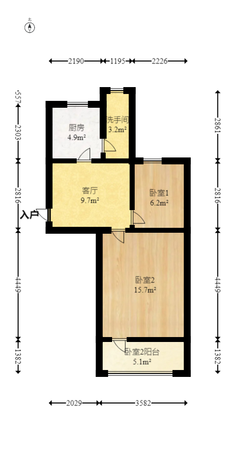 铜铝厂宿舍  2室1厅1卫   41.20万室内图1