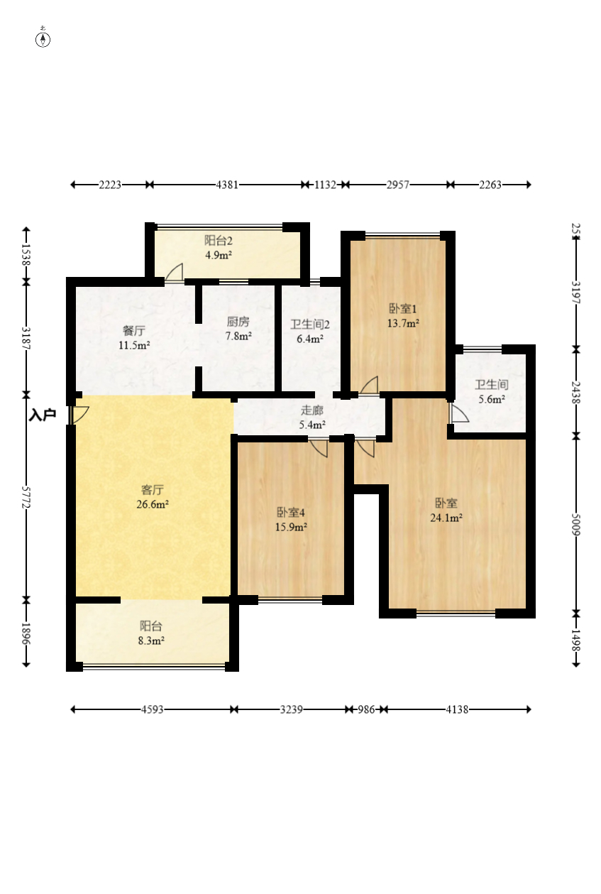 东业早安星城 3室2厅2卫 94.0万 东业早安星城 3室2厅2卫 94.0万户型图