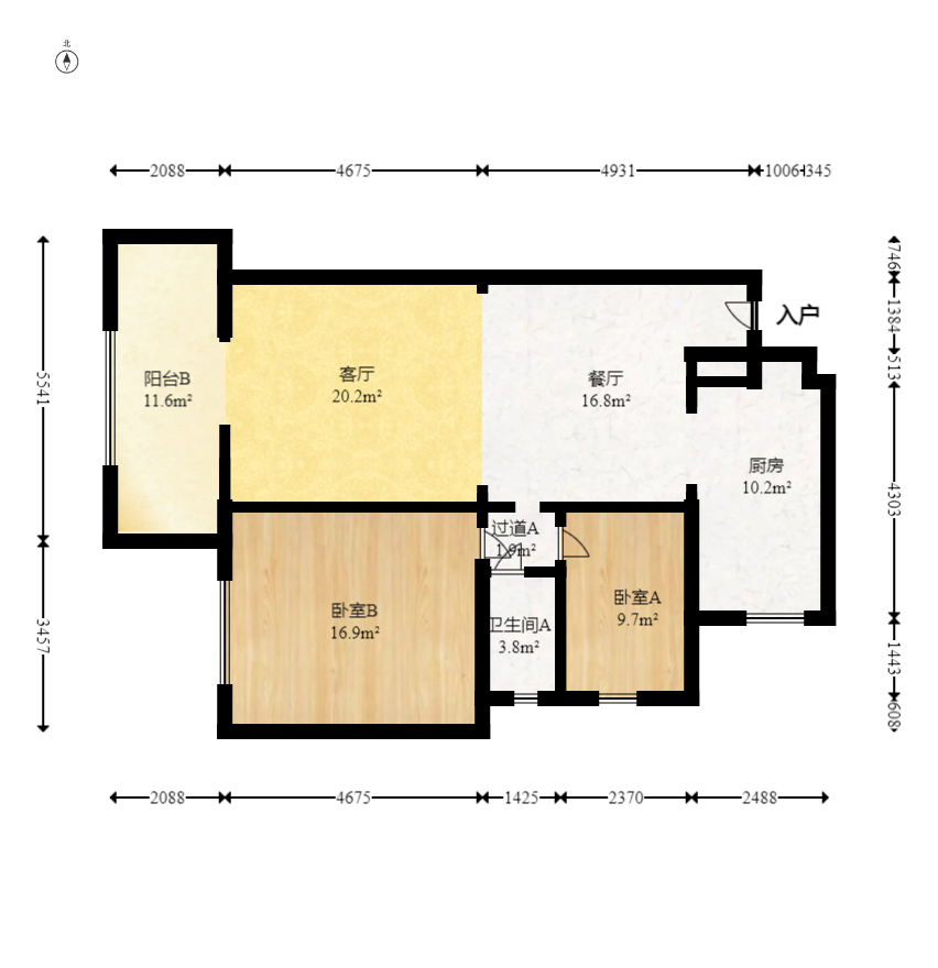 珠江东方明珠（新地东方明珠）三期  2室2厅1卫    78.0万室内图1