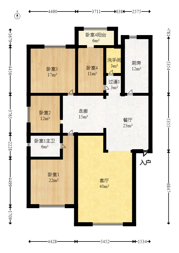 鑫天花园  4室2厅2卫   130.00万室内图1