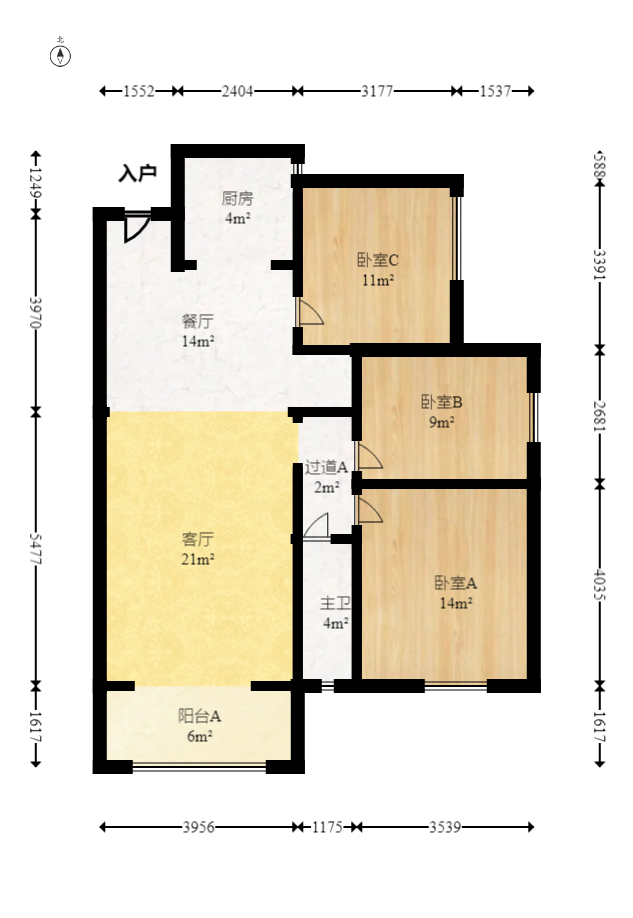 中建嘉和城  3室2厅1卫   115.00万室内图1