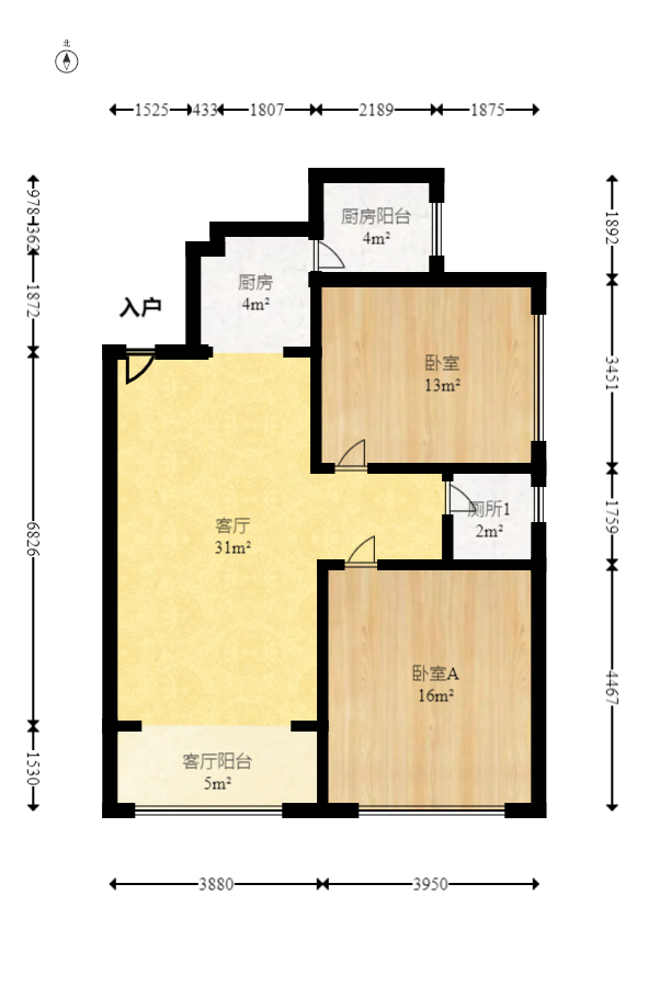 金鼎公园尚 2室2厅1厨1卫 83.00万室内图1