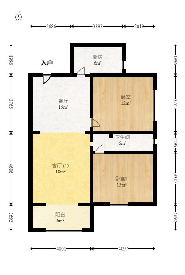 时代星城 2室2厅1卫 59.8万 时代星城 2室2厅1卫 59.8万户型图