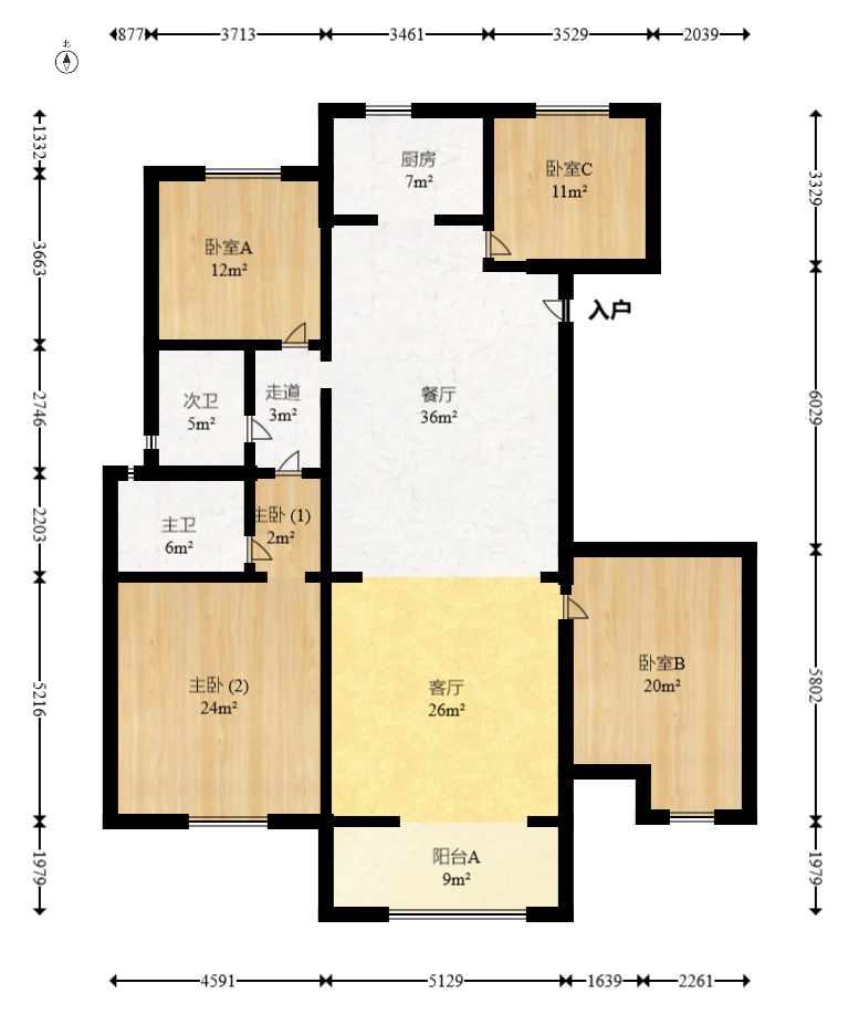 托斯卡纳  4室2厅2卫   256.00万室内图1