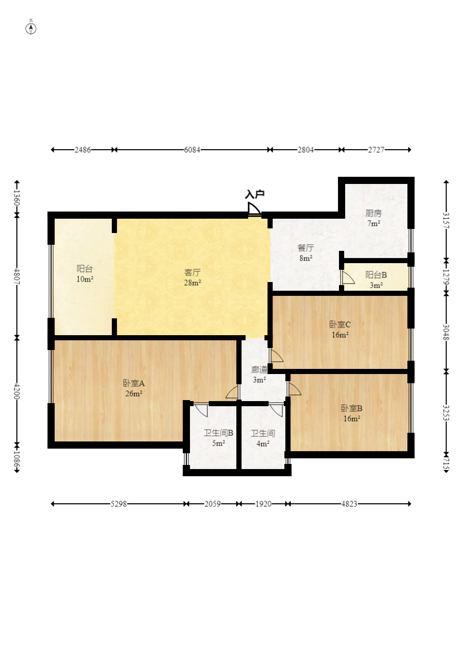 望興景園一期  3室2廳2衛(wèi)    105.0萬室內圖1