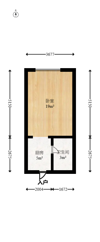 绿地新都会  1室1厅1卫   36.00万室内图1