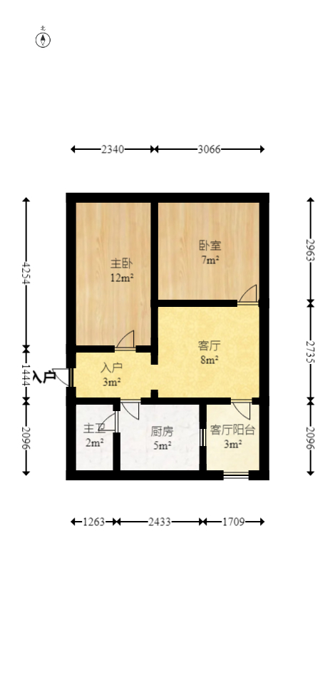 明城公寓  2室1厅1卫   38.60万室内图1