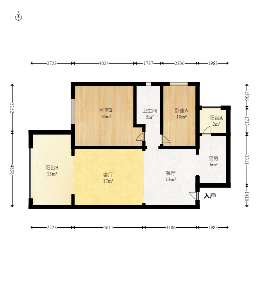 时代倾城二期 2室1厅1卫 68.0万 时代倾城二期 2室1厅1卫 68.0万户型图