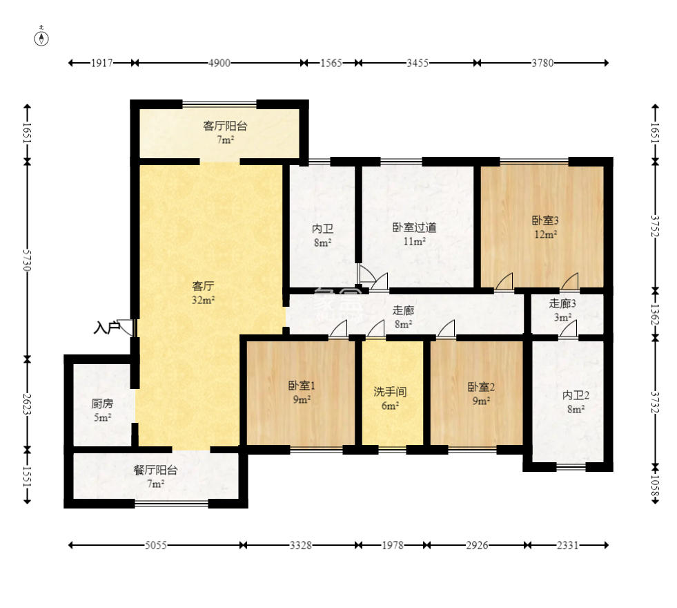 明昇壹城（明昇时代广场）二期  4室2厅3卫    298.0万室内图1