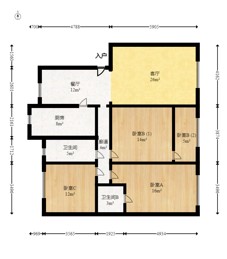 麻田小区  3室2厅2卫   99.80万室内图1