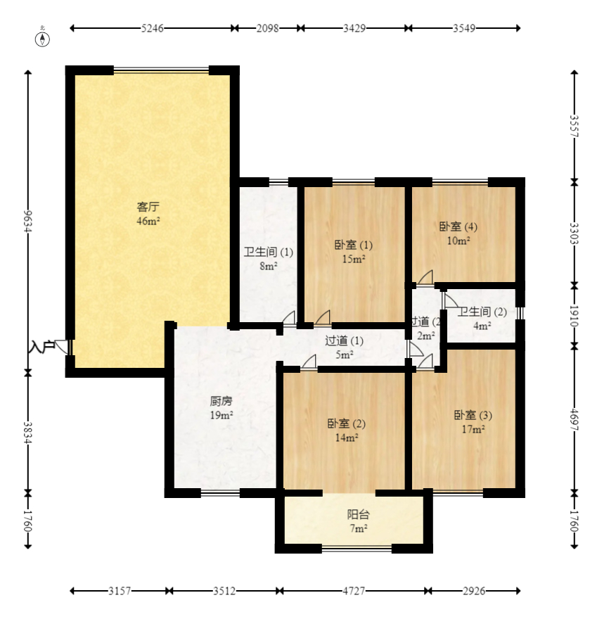鑫天山城明珠  4室2厅2卫   79.00万室内图1