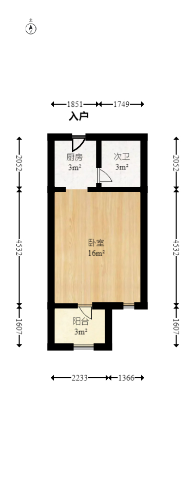 蓝光雍锦阁  1室1厅1卫    42.8万室内图1
