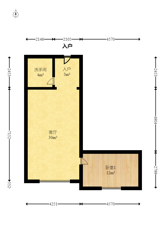 宏景名厦  3室2厅1卫   72.00万室内图1