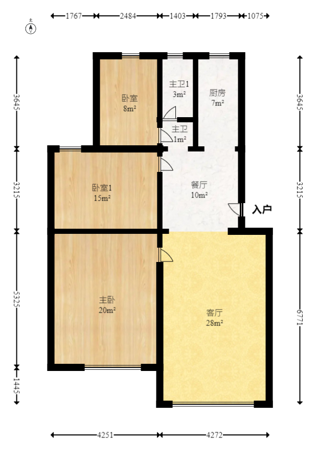 长沙市化工医药行业管理办公室宿舍  3室2厅1卫   89.80万室内图1