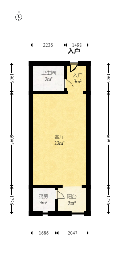 国泰九龙湾  1室1厅1卫   26.00万室内图1
