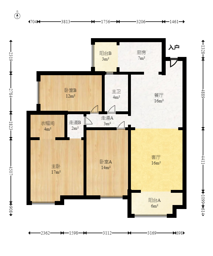 中城丽景香山园  3室2厅1卫   145.00万室内图1