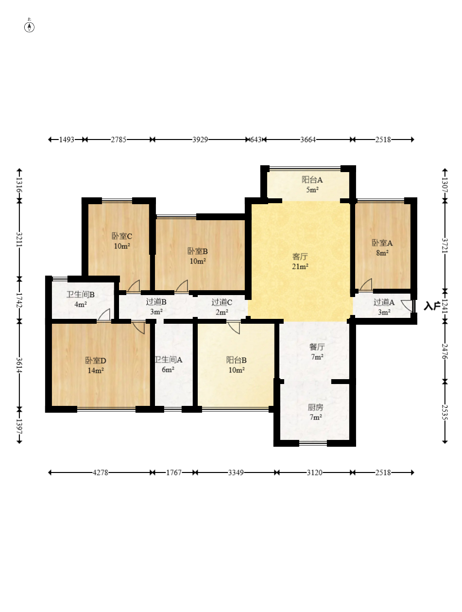 珠江东方明珠(新地东方明珠)三期 4室2厅2卫 78.0万 珠江东方明珠(新地东方明珠)三期 4室2厅2卫 78.0万户型图