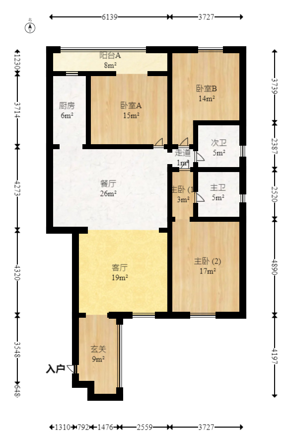 城市山水豪园（山水城市风景）  3室2厅2卫   145.00万室内图1