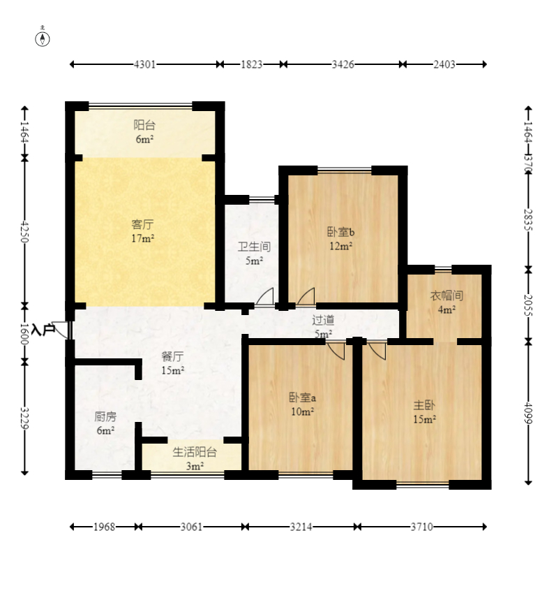 金富星城 3室2厅1卫 82.00万 金富星城 3室2厅1卫 82.00万户型图