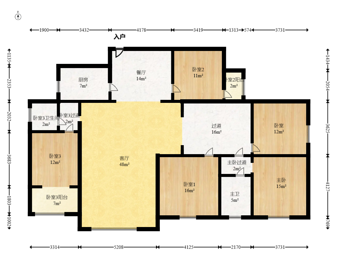 万顺家园  5室3厅2卫   188.00万室内图1