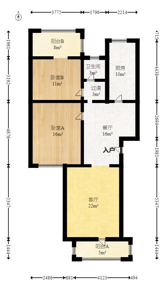 金帆小区  2室1厅1卫   69.00万室内图1