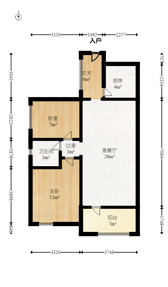 卓越蔚蓝海岸三期  2室2厅1卫   91.30万室内图1