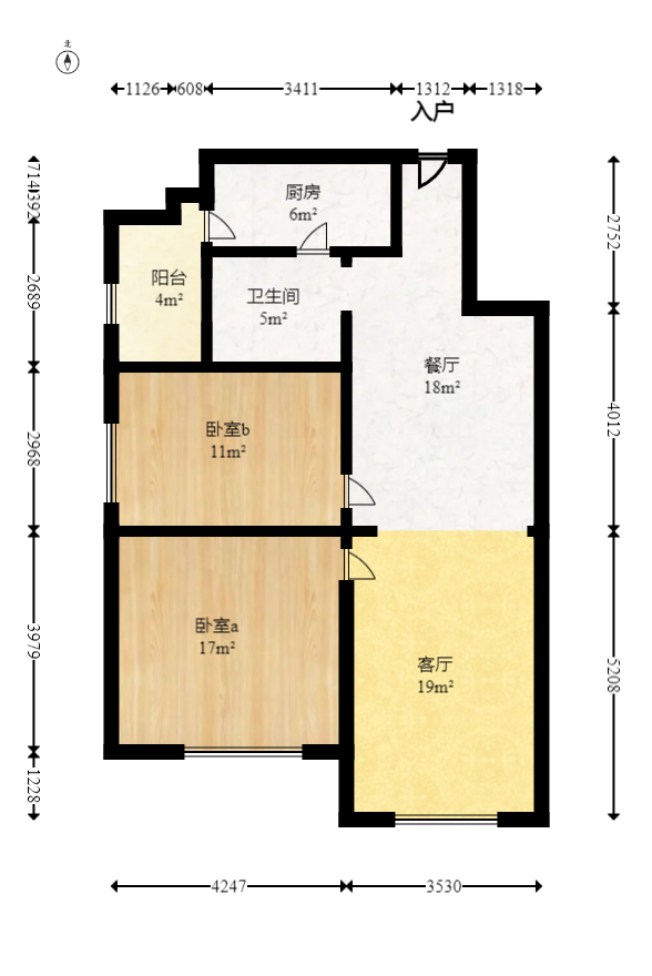 山水印象（愿景想山）  2室2厅1卫   45.00万室内图1