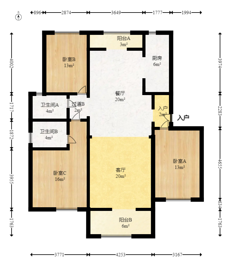 珠江东方明珠（新地东方明珠）一二期  3室2厅2卫    105.0万室内图1