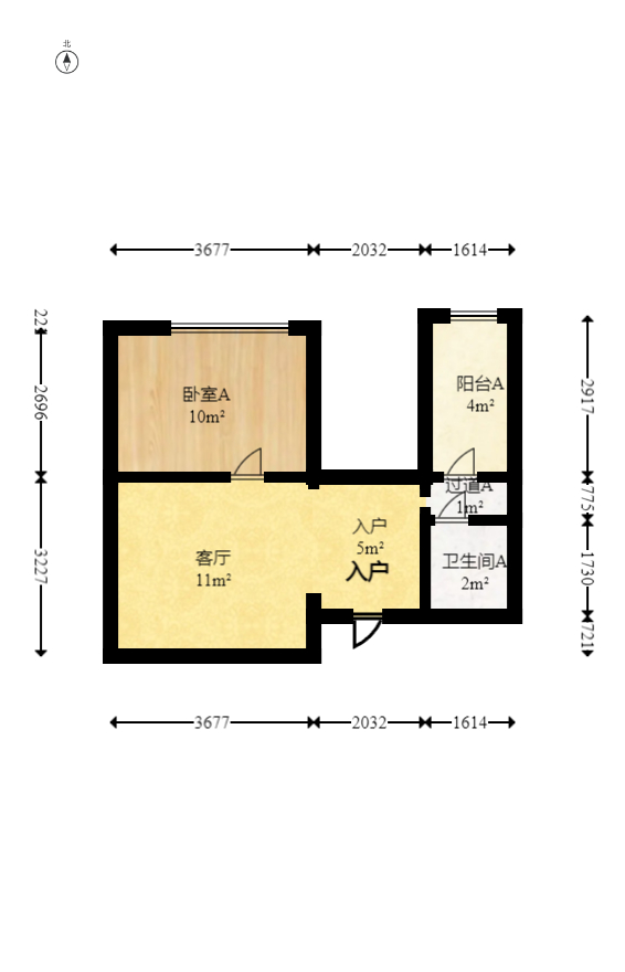 乾源国际  1室1厅1卫   42.30万室内图1