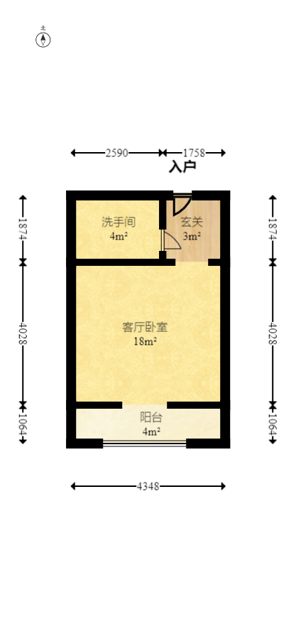 保利麓谷林语I区  1室1厅1卫   38.00万室内图1
