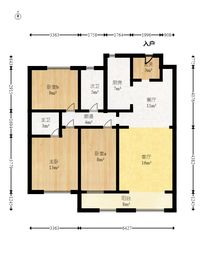建发央著  3室2厅2卫    185.0万室内图1