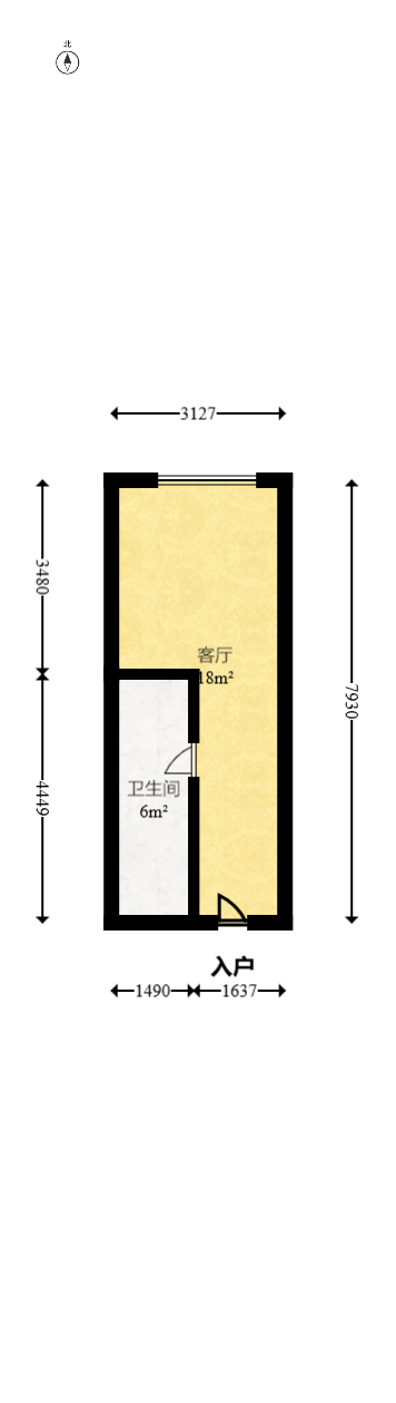 新城悦隽公园  1室1厅1卫   21.80万室内图1