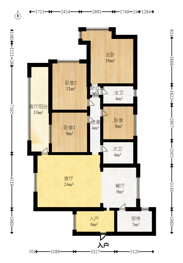 鑫科明珠  4室2厅2卫   129.70万室内图1