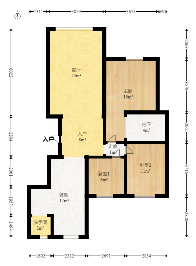 一品东庭  3室2厅1卫   108.00万室内图1