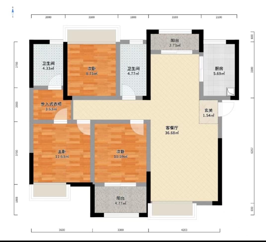 山水印象  3室2厅2卫   66.80万