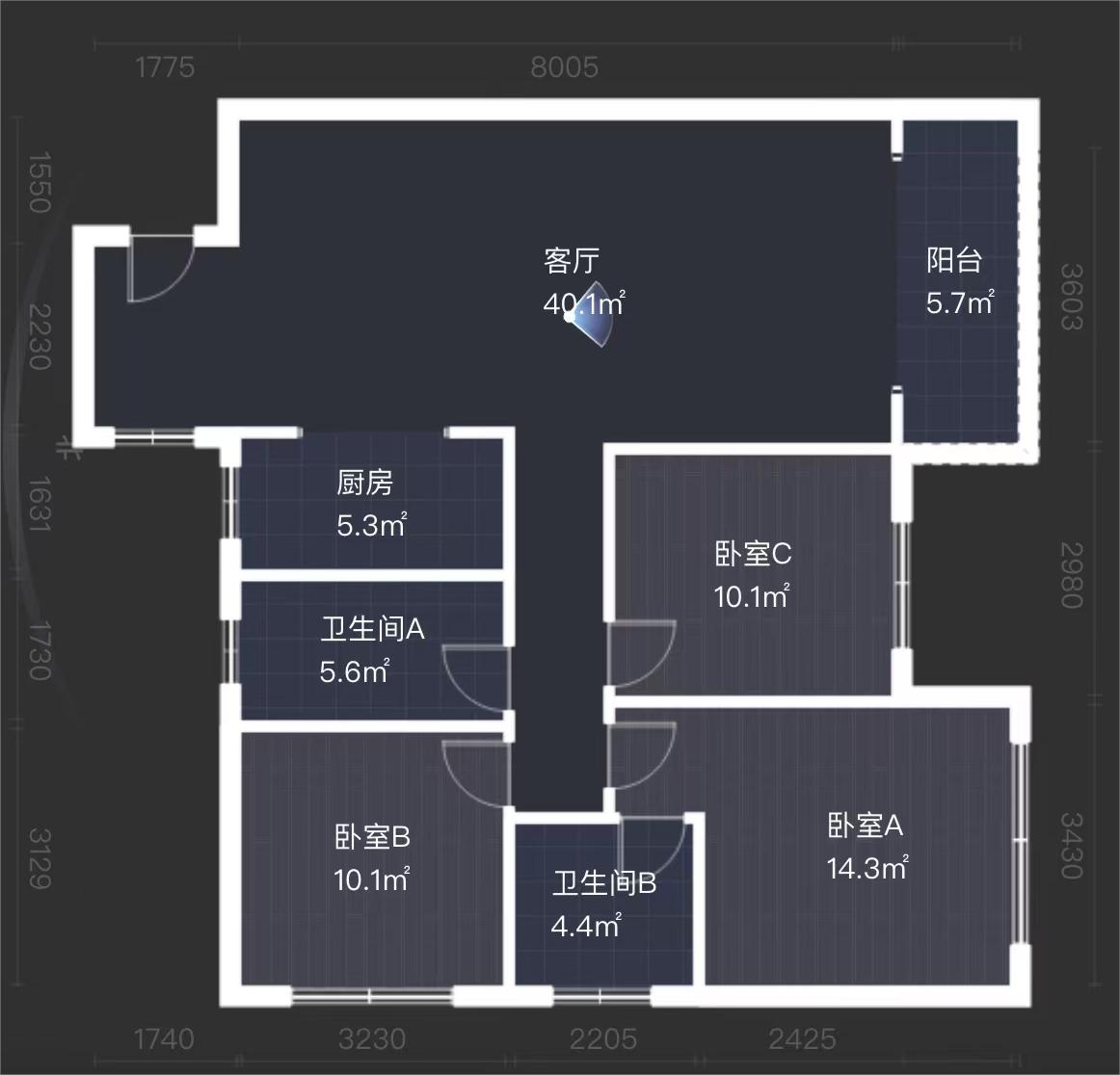 和顺天河广场（型格广场）  3室2厅2卫   60.00万