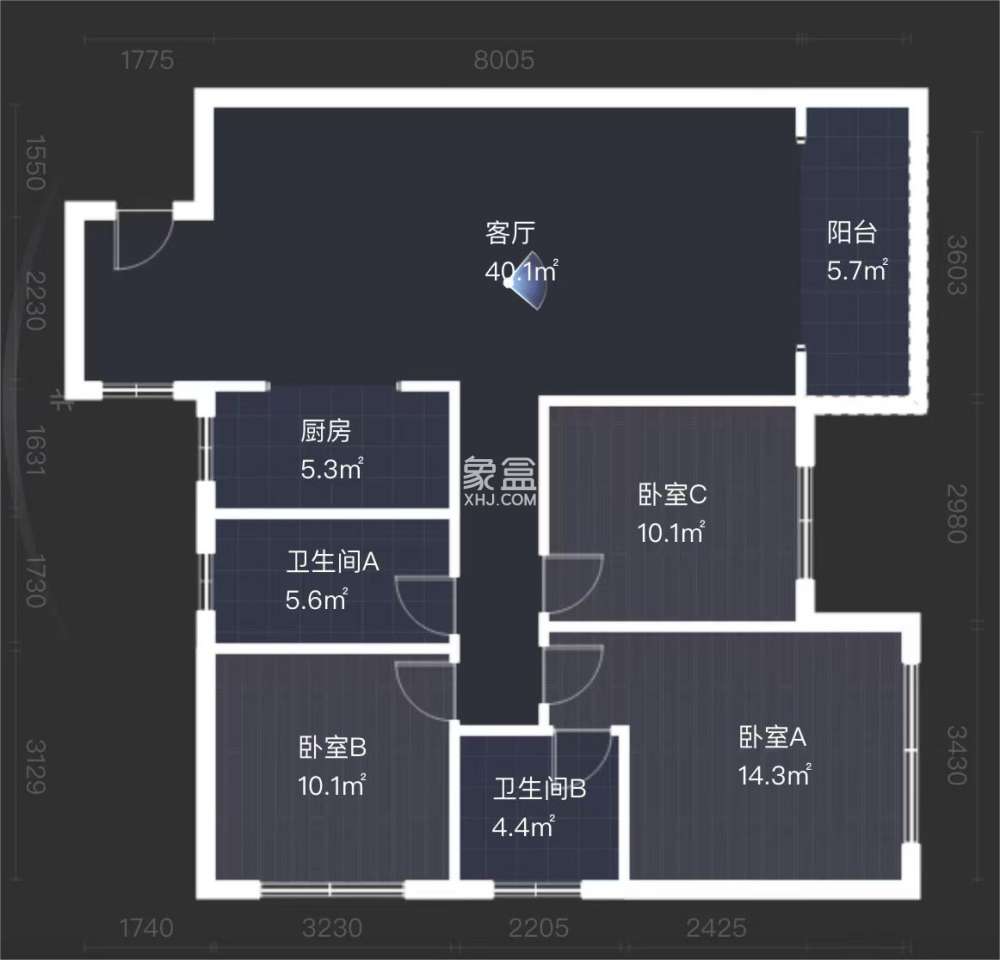 和顺天河广场（型格广场）  3室2厅2卫   60.00万