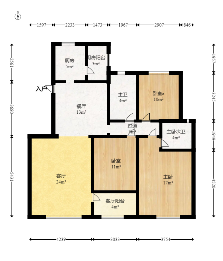 筑梦园  3室2厅2卫   84.00万室内图1