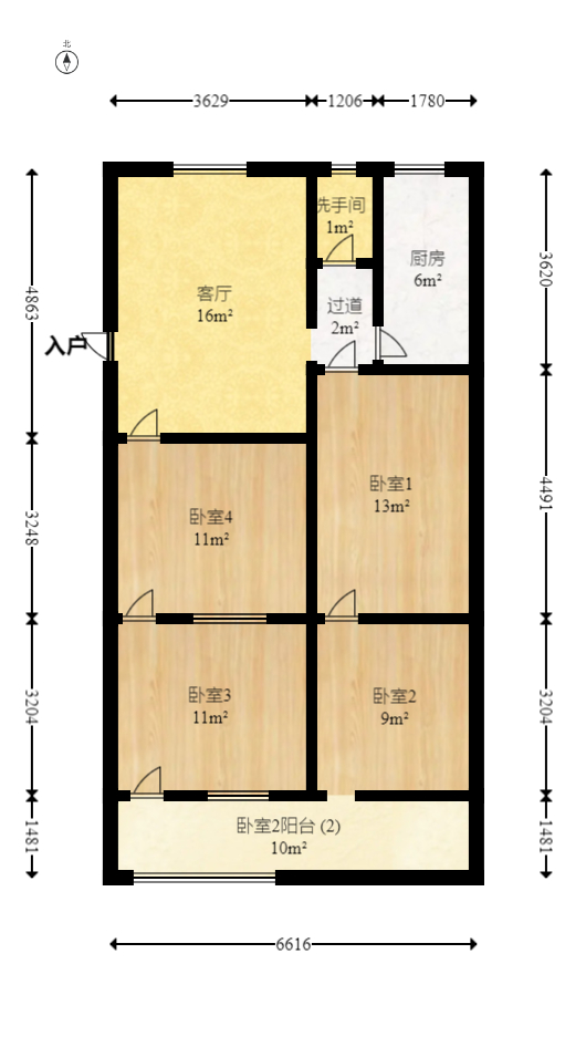 湘农桥社区  4室2厅1卫   85.00万室内图1