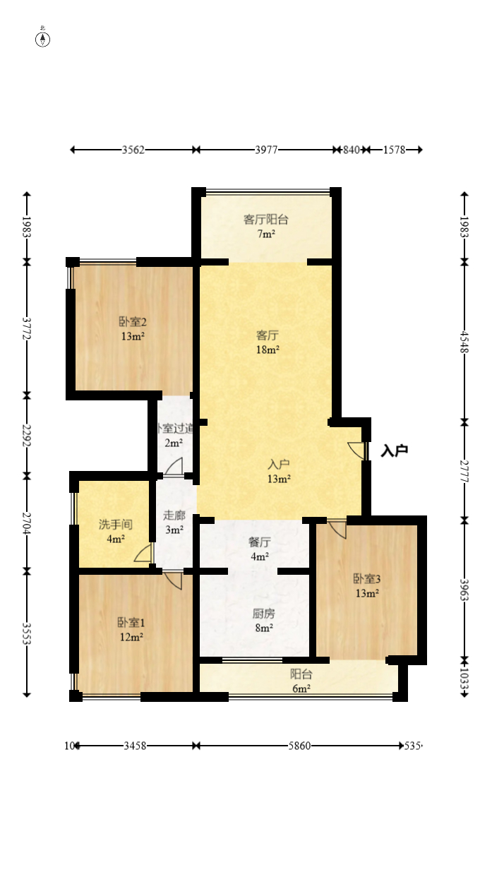 明昇壹城（明昇時代廣場）一期  3室2廳2衛(wèi)    215.0萬室內(nèi)圖1