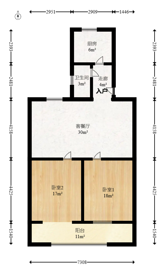 新河路排水处宿舍  2室1厅1卫   78.50万室内图1