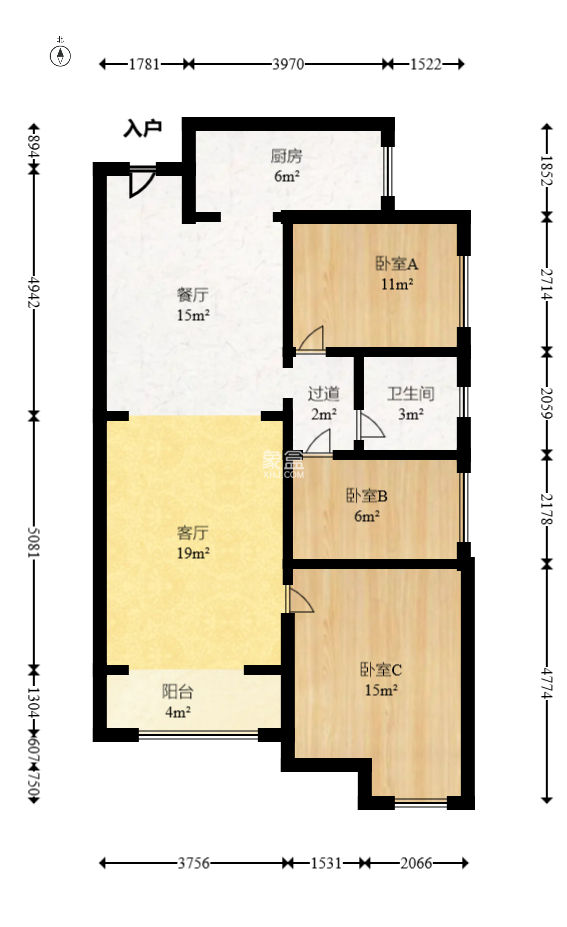 旺德府恺悦国际  3室2厅1卫   69.00万